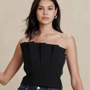 Banana Republic Cropped Rufflle Black Corset Top Sz 6